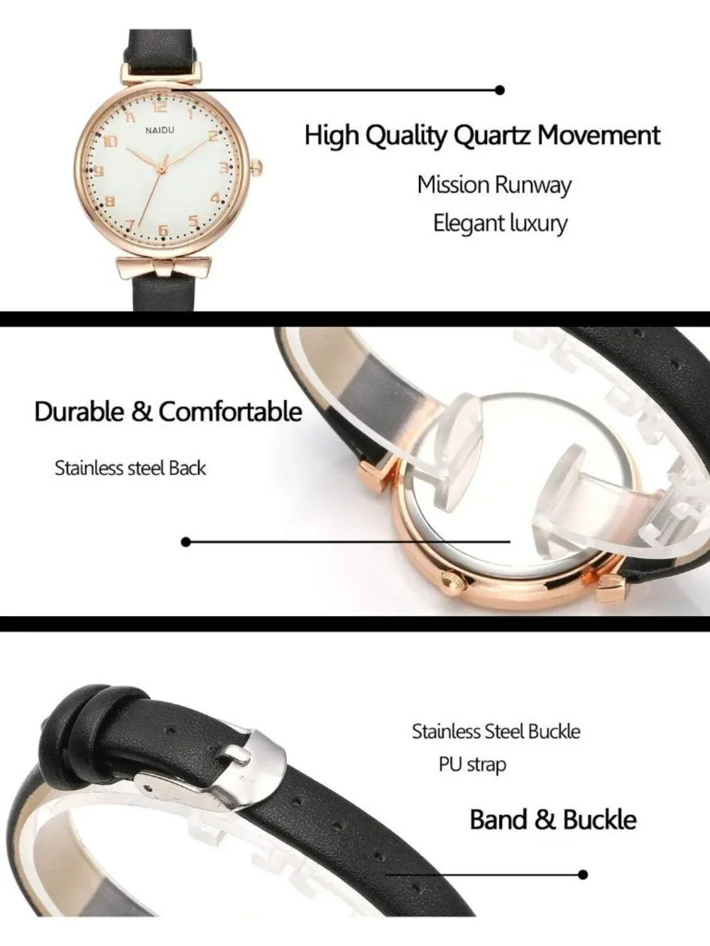 Women's Brown Analog Quartz Classic Simple Leather Arabic Numerals Wrist Watch